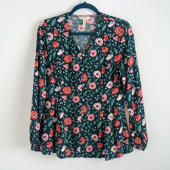 𝅺MATILDA Jane Woven Floral Button Down Peplum Blouse S - Picture 2 of 13